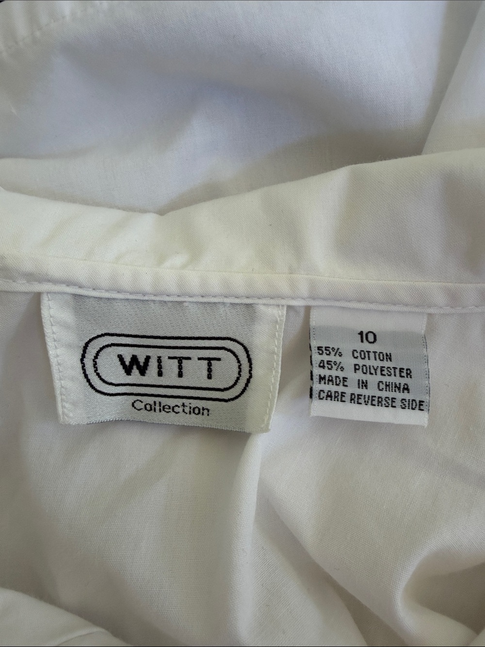VINTAGE 1980s White Cotton Button-Down Blouse with Embroidered Peter Pan Collar - Picture 4 of 8